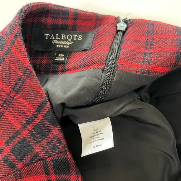 TALBOTS Womens Red Plaid Wool Maxi Skirt Sz 12P Pleat & Pockets Academia Preppy - Picture 6 of 6